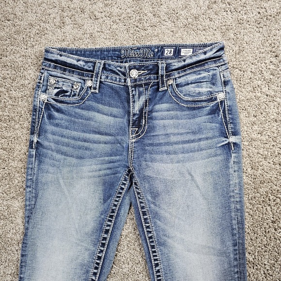 Miss Me Jeans Womens 28 Standard Boot Mid Rise Medium Wash Stretch Denim - Picture 2 of 11